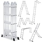 Ikodm – Ikodm Aluminium Mehrzweckleiter 4x3 Stufen 356cm 7 in 1, 150