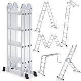 Ikodm Aluminium Mehrzweckleiter 4x4 Stufen 468cm 7 in 1, 150 kg
