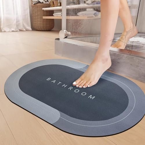 Image of ZIKIBL Rubber Bath Mat,Anti-Skid Water Soaking Bathroom Rug Door,Floor mat, Soft Quick Dry Water Absorbent Mat for Home Office 40x60cm-Grey