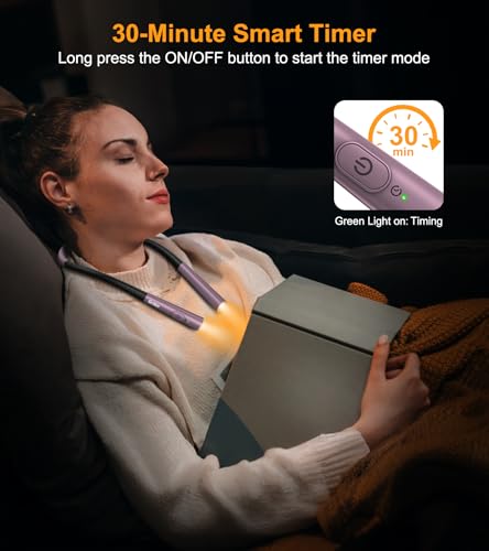 Image of Gritin Book Light, Eye Caring 4-Color&5-Brightness Neck Light Reading Light | Stepless Dimming, 30-min Timer, 80+ Hrs Runtime, Bendable Round Neck Design, Lightweight for Reading,Knitting-Midnight Purple