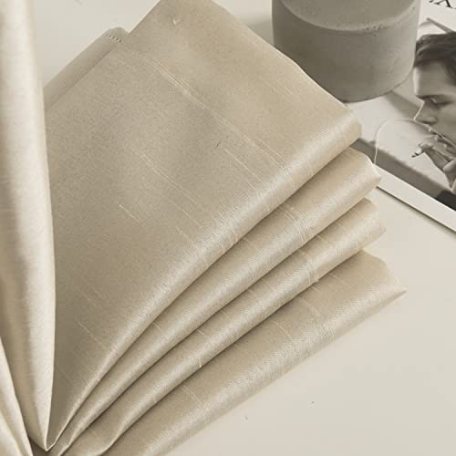 Image of GYROHOME Faux Silk Room-Darkening Blackout Curtains with Beige Liner, Solid Window Treatment Drapes for Bedroom Living Room, Thermal Insulated Grommet Top (2Panels,52x84inch,Light Gold)