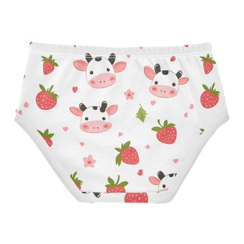 Wusikd Cute Cow Girls' Underwear Cotton Strawberry Girls Briefs Soft Toddler Underwear 2T2