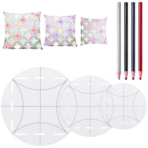Taiyin 7 Pcs Quilt Circle Template &amp; Washable Pens, Acrylic Circle Ruler