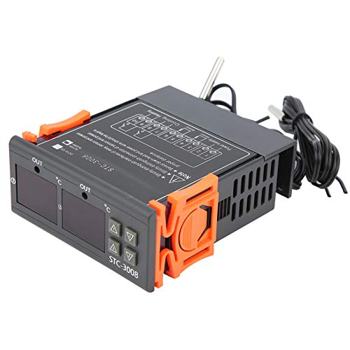 Stc-3008 Dual Led Digital Display Dual Ntc Probe Dual Temperature Control Adjustable Digital Thermostat Temperature Sensor Controller 12V 24V 110-220V(110-220V) #TOP1