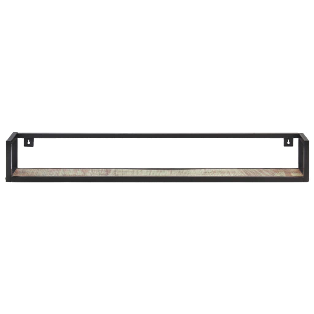 Bastidores de pared 2 PC. 120 cm viejo madera maciza | Marco de hierro negro, capacidad de carga de 50 kg por estante, estilo industrial, juego para sala de estar
