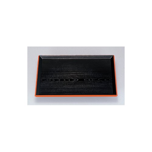 Amazon.co.jp: 盆 [A]富士長手木目盆黒渕朱尺1寸 [33 x 24.2 x 1.6cm