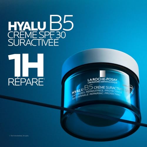 La Roche-Posay, Hyalu B5, Crème Suractivée SPF30, Crème Visage Raffermissante, Lissante, Repulpante, Anti-UV, Enrichie en Acide Hyaluronique et Vitamine B5, Tous Types de Peaux, Recharge 50 ml