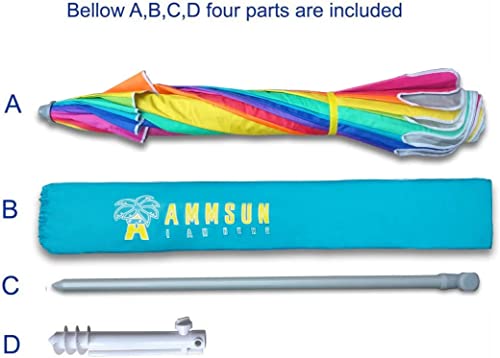 Ammsun 8FT-RUM-G 7.5Ft Heavy Duty High Wind Beach Umbrella With Sand Anchor & Tilt Sun Shelter, Uv 50+ Protection Outdoor Umbrellas Sunshade With Carry Bag For Patio Garden Pool Backyard Rainbow thumb #4