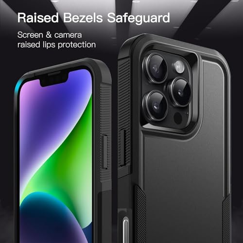 Image of KARWAN Shockproof Back Case Cover Compatible with iPhone 16 Pro, Heavy Duty Case with 360 Degree Camera Protection, Dual Layer Rugged Bumper Protection Cover with Matte Finish (Black)