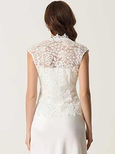 Allegra K Floral Lace Shrug for Women's Wedding Guest Cap Sleeve Formal Sheer Bolero Cardigan3