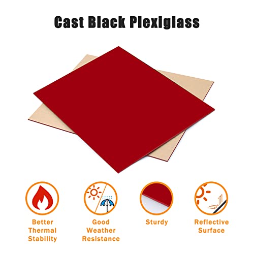 Image of Zuvas Red Plexiglass Sheet 11.8 inch x 15.75 inch x 1 /8 inch 2 Pack Red Cast Acrylic Sheet, DIY Materials for Home Decor, Handcraft, Painting, Photography, Pet Tag, Switch Panel, Display Stand