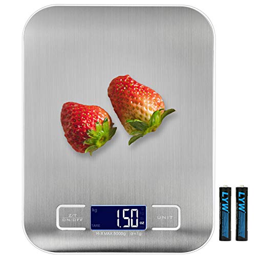 Digital Food Scale, Digital Kitchen Scale, Food Kitchen Scale Accurate Multifunction Food Scale with LCD Display for Cooking or Baking (Batteries Included)