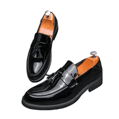 AD-BCrbgen Mocassins Noirs for Hommes, Chaussures habillées Formelles, Chaussures d'affaires décontractées et Confortables en Cuir, activités de Bureau élégantes, Artisanat raffiné(Black_44)