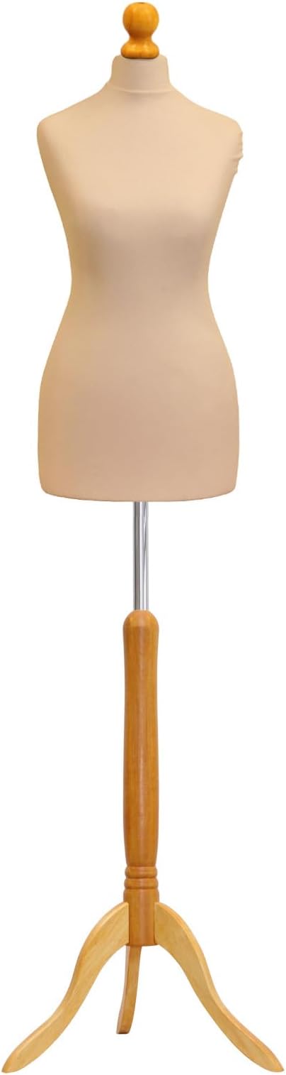 Female Tailors Dummy Size 6/8 Dressmakers Fashion Mannequin Students Cream With Lightwood Stand