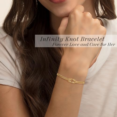 Image of Gold Bracelets for Women Teen Girl Gifts Infinity Knot Bracelet Gifts for Daughter Granddaughter Wife Birthday Gift Ideas Anniversary Valentines Mothers Day Christmas Jewelry