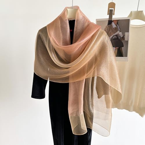 WINCESS.YU Women Double-Layer Scarf Long Shawls and Wraps for Wedding Lightweight Pashmina Fashion Scarves2