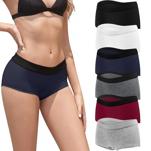 Desanlapi Boxer Femme Coton Shorty Femme Culotte Confortable Slips Respirant sous-vêtement Feminins Stretch Caleçon Lot de 6 Multipack Multicolore M