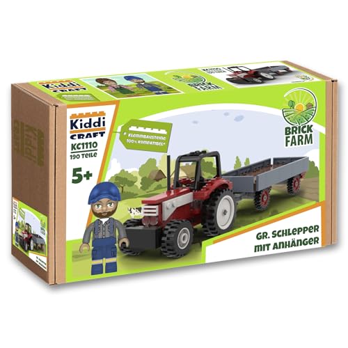 Kiddicraft K1110 Großer Schlepper mit Anhänger Klemmbausteine, Bauernhof,...