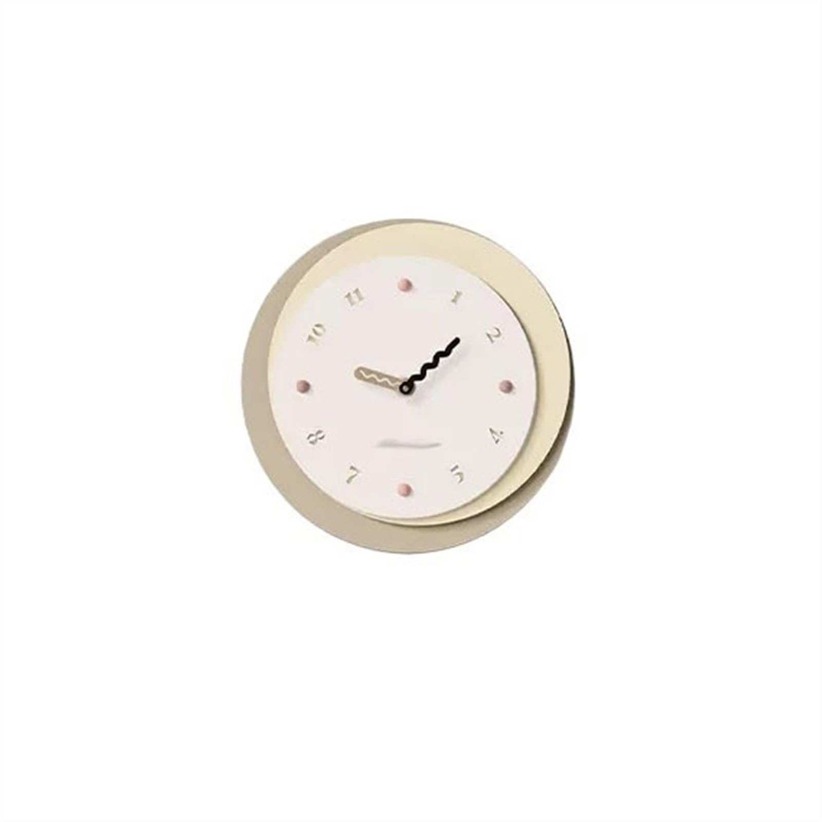 EINES Wall Clocks Cream Creative Wall Clock Household Atmosphere Clock Living Room Clock No Punch Modern Simple Wall Watch(B)