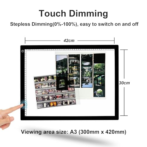 Image of YCCLDIPL A3 Slide Viewer |Film Negatives & Old Slides Scanning Light Box | Light Pad Backlight | Negative Viewer | Hands-Free Ultra-Thin Ultimate Brightness (Includes USB Adapter) - Black