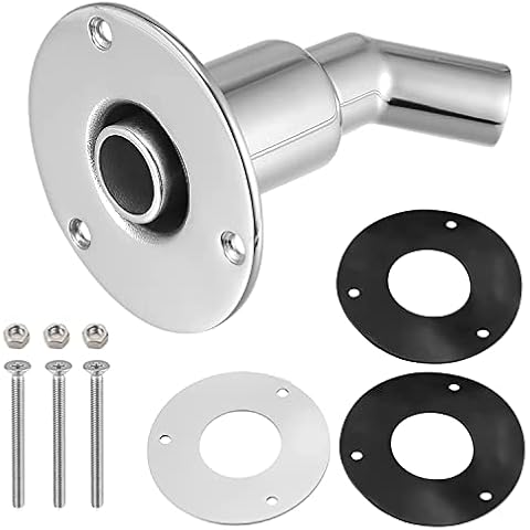 Thru Hull Exhaust Skin Fitting,24mm Stainless Steel 316 Thru Hull Exhaust Tube Pipe Socket Hardware with Bolts and Nuts for 24mm for Diesel Parking heaters Boat Marine Car Truck (24mm Angled) Cover