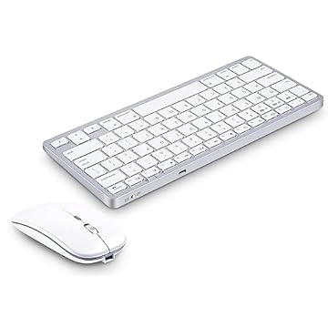 Teclado e mouse sem fio para laptops Mac, Windows, teclados, mouse recarregável por Bluetooth, compatível com tablets Apple MacBook, iMac e iPad