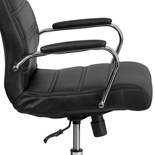 Flash Furniture Whitney High-Back Swivel LeatherSoft Desk Chair with Padded Seat and Armrests, Adjustable Height Padded Office Chair, Black/Chrome by Flash Furniture - Used condition - Image 8