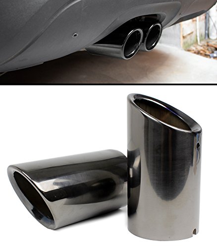 Titanium Black Chrome Slip-on Steel Muffler Exhaust Tips Finishers Fits for 2009-2015 Audi A4 A5