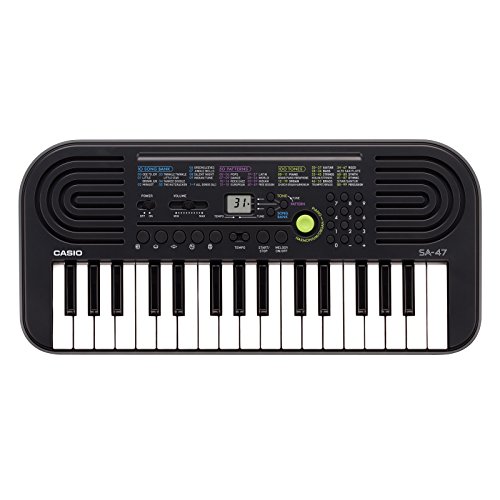 Casio SA-47H7 - Teclado electrónico con 32 teclas y altavoces incorporados, negro y gris