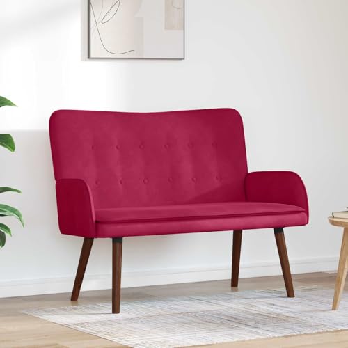 Sofá de 2 plazas cómodo sofá tapizado rojo vino de 115 x 61 x 87 cm 3