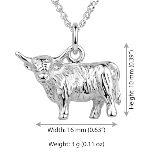 Collier vache écossaise argent anti-allergie avec sa chaîne - 4