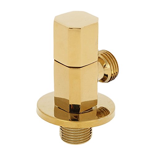 Robinet d'Arrêt Mural en Laiton, Vanne d'Angle pour Salle de Bain, Finition Dorée, Installation G1/2, 8,2 x 1,8 x 2 cm, pour Eau Chaude et Froide