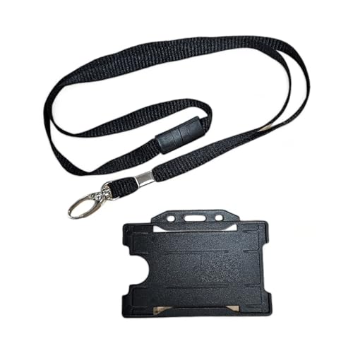 ALG ID Cards® Zwarte ID Card Badge Houder - Zwarte Lanyard Kaarthouder - Zwarte Lanyard Nekriem met Metalen Clip & Veiligheid Breakaway Release voor Pashouder
