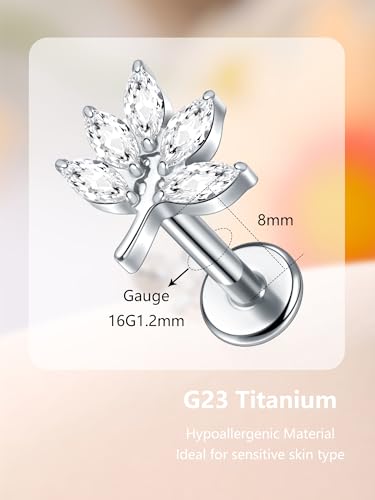 Xpircn ASTM F136 Titanium Flat Back Earrings for Women Helix Tragus Conch Piercing Jewelry Hypoallergenic Cartilage Earring Stud 16G 8mm by Xpircn - Used condition - Image 4