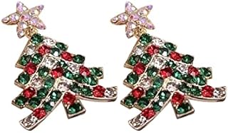 Christmas Tree Colored Diamond Earrings Zircon Christmas Ornaments Heart Earrings