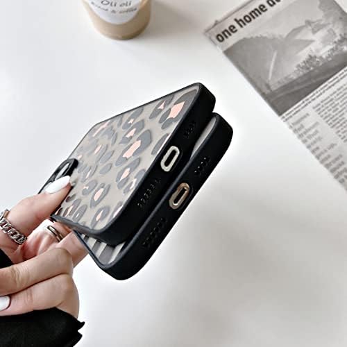 ZTOFERA Compatible with iPhone 13 Pro Max Case, Cute Animal Leopard Print Pattern Designer Protective Phone Case, Translucent Frosted Hard PC Back with Silicone Bumper for iPhone 13 Pro Max, Brown