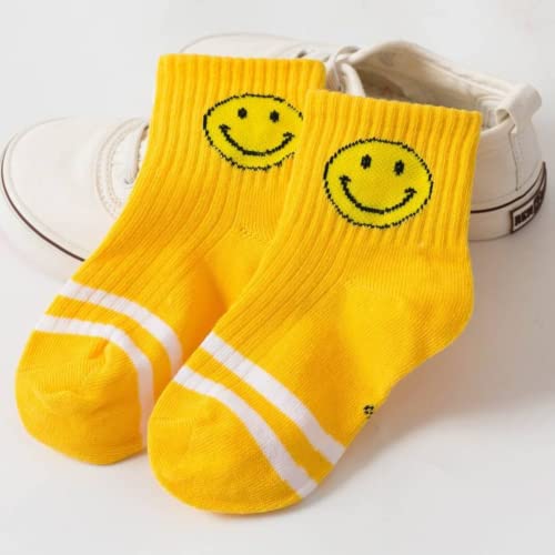 Vilavali Smiley Face Baby Socks For Toddlers And Kids - Soft And Comfortable Cotton Socks With Cute Funny Happy Face Design - Pack Of 5 (As1, Alpha, 9_Years, 12_Years, White-Black-Gray-Yellow-Green) #TOP7