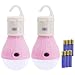 Heliar 2 Pack Portable LED Lantern Tent Light Bulb for Camping Hiking Fishing Emergency Light, Battery Powered Camping Lamp with 6 AAA Batteries (Pink)