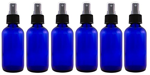 GreenHealth 4 fl oz Cobalt Blue Glass Bottle with Black Spray Cap (6 Pack)