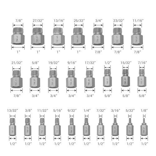 EWK 25 Pcs Multi-Spline Screw Extractor Set, Hex Head Easy Out Bolt Removal Tool Set for Stripped, Rounded, Damaged, Broken or Rust Screws - Thumbnail 2