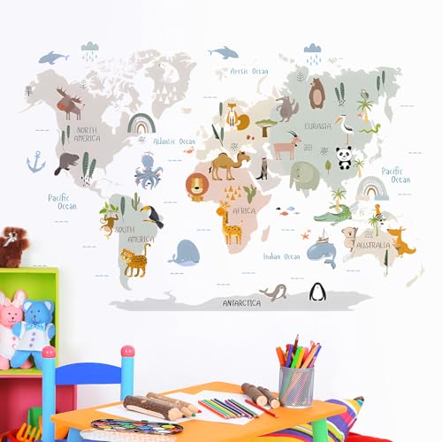 Vinilo Decorativo Mapa Animal Mundo para Pared miniatura 6