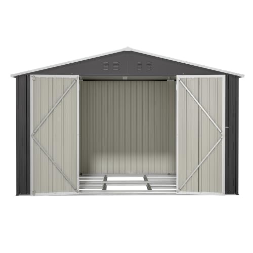 Metalowy domek na narzędzia XXXL 300 x 252 x 191 cm z dachem dwuspadowym – duży domek ogrodowy z drzwiami przesuwnymi i ochroną przed kradzieżą – odporna na warunki atmosferyczne szopa ogrodowa na