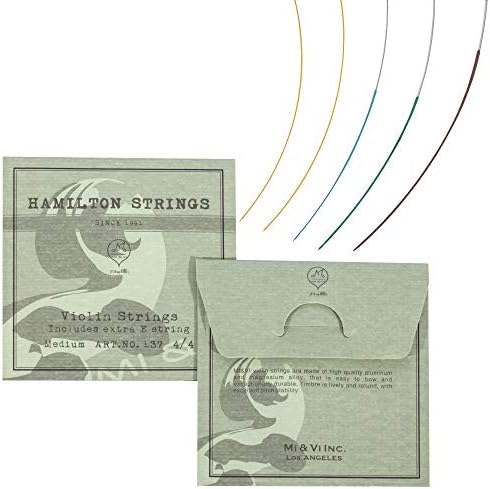 MI&VI Hamilton Violin Strings — 1/8 Scale Full Set (G-D-A-E) with Extra E-String | Germany Steel | Ball-End | Medium Gauge Tension - By MIVI Music