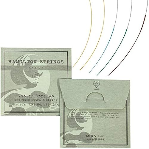 MI&VI Hamilton Violin Strings — 1/8 Scale Full Set (G-D-A-E) with Extra E-String | Germany Steel | Ball-End | Medium Gauge Tension - By MIVI Music