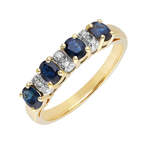 Bague saphir diamant femme en or jaune véritable précieux 2.597 Gr