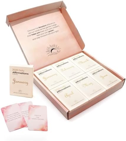2026 New Year Affirmation Cards, 365 Daily Affirmation Cards for Women, Inspirational Quote Card Divided by 12 Months, New Year, Christmas & Birthday Gifts for Women