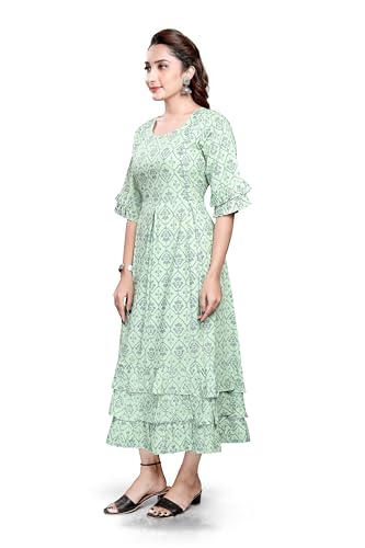 Image of B2F Women's Printed Flared Maternity Kurti with Zipper, Cotton Rayon Feeding Kurta for Pre & Post Pregnancy