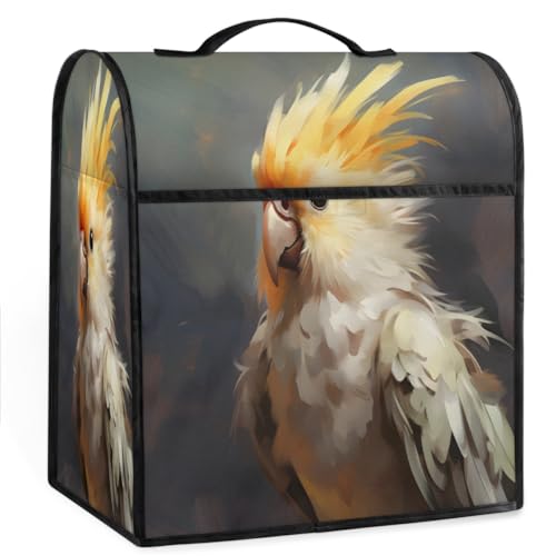 Coffee Maker Cover Watercolor Parrot Kitchen Appliance Covers Small Appliance Covers Blender Cover Juicer Cover Dust Covers for Kitchen Appliances with Top Handle and Pockets,Washable,B670