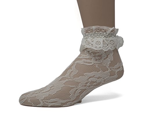 Image of EMEM Apparel Women's Lace Anklet Socks with Ruffle