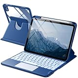 HETHOT 【TELEC認証取得済み】iPad用 キーボード付きケース - (A16)第11世代 11インチ2025/第10世代 10.9インチ2022 JIS日本語配列 360 度回転 軽量・全面保護 防汚材質 静音キー7 色レインボーバックライト 2台のiOSデバイス切り替え可能 省エネ キーボード付きケース Type - C 充電